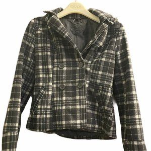 Jou Jou Plaid Pea Coat Style Short Coat/Jacket